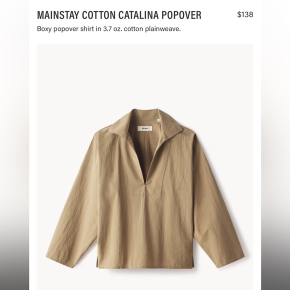 Buck Mason Tops - Buck Mason Tan Cotton Catalina Popover